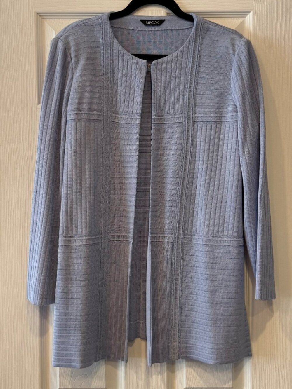 Misook Subtle Rib Jacket in Iris Flower (Lilac)